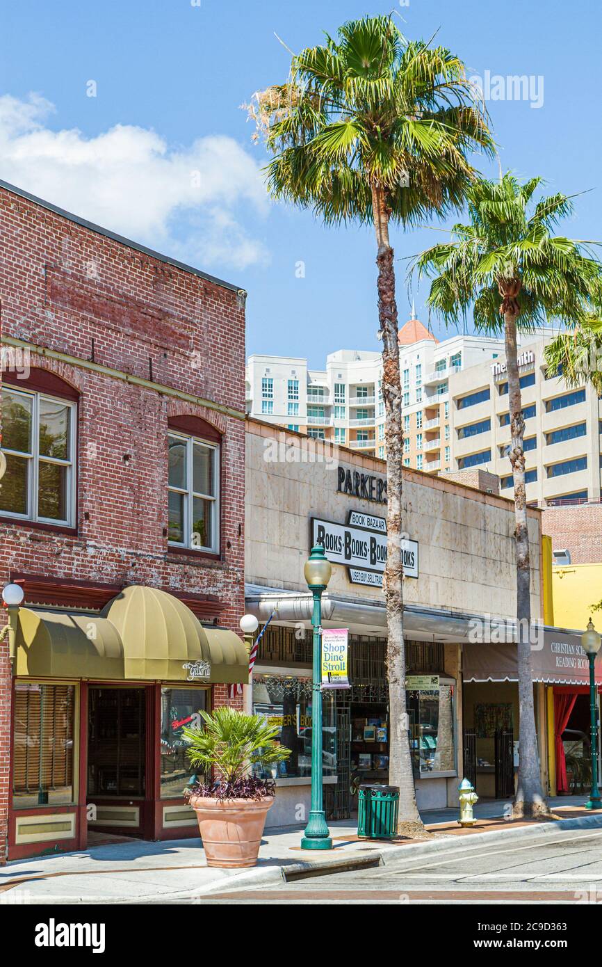 Sarasota Floride, rue principale, centre-ville, les entreprises, quartier, les visiteurs Voyage voyage touristique touristique repère culturel culture, vacances Banque D'Images