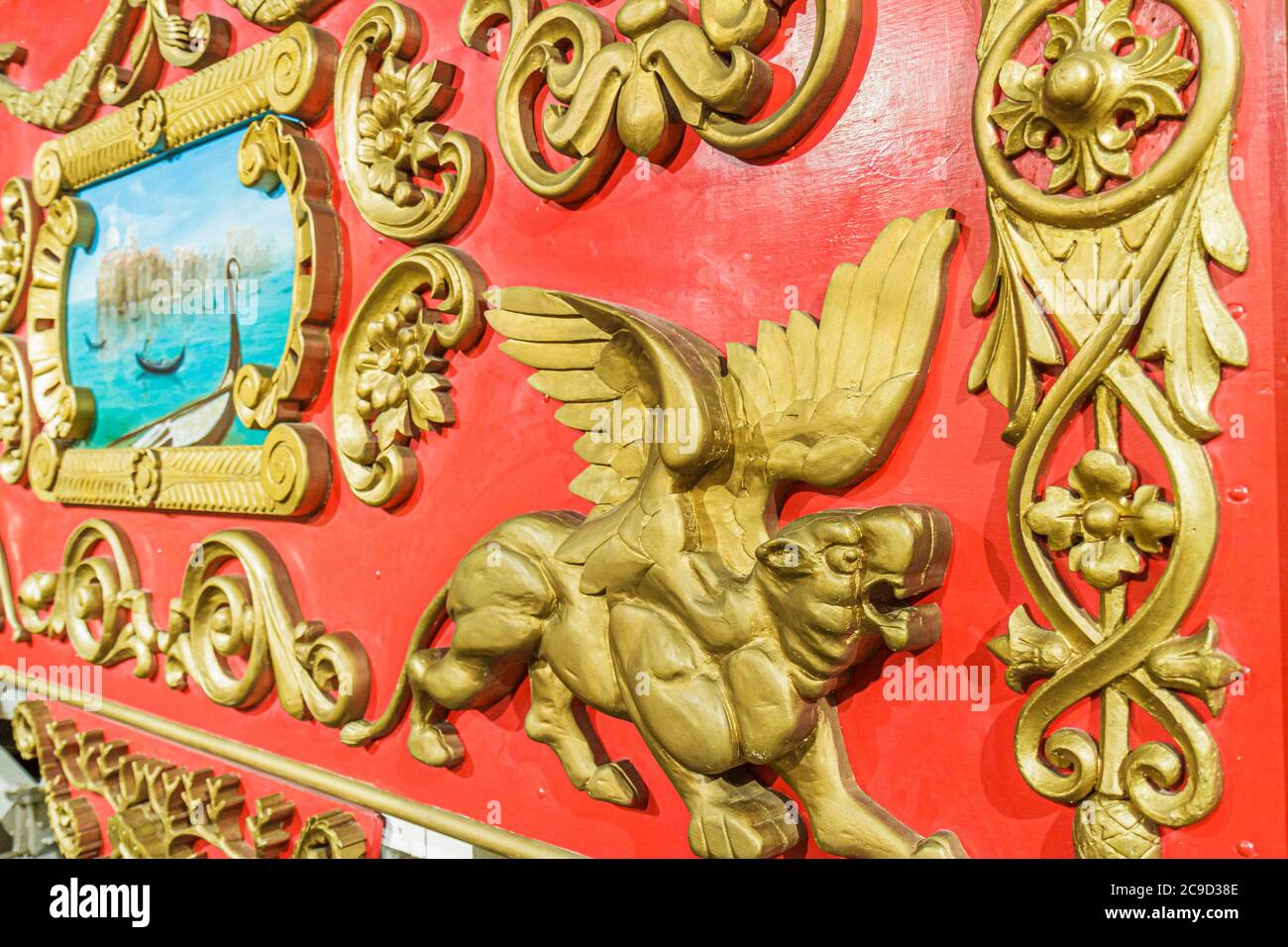 Sarasota Florida, John and & Mable Ringling Museum of Art, domaine, Circus Museum, wagon, détail, gros plan, gros plan, sculpture, les visiteurs voyagent à destination Banque D'Images