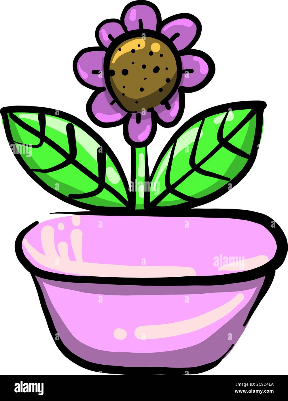 Fleurs en pot, illustration, vecteur sur fond blanc Illustration de Vecteur