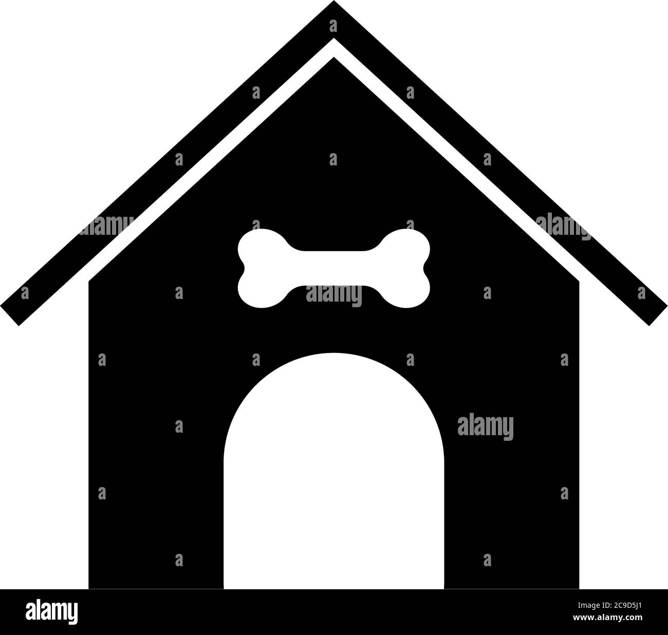 Doghouse, chenil, Animal House. Illustration de l'icône vecteur plat. Symbole noir simple sur fond blanc. Doghouse, chenil, Animal House signe de Illustration de Vecteur