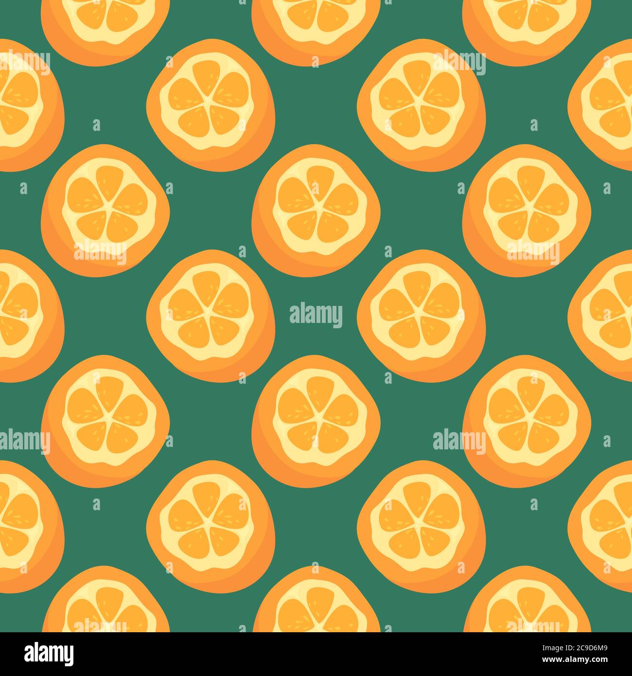 Kumquat orange, motif sans couture sur fond sombre. Illustration de Vecteur