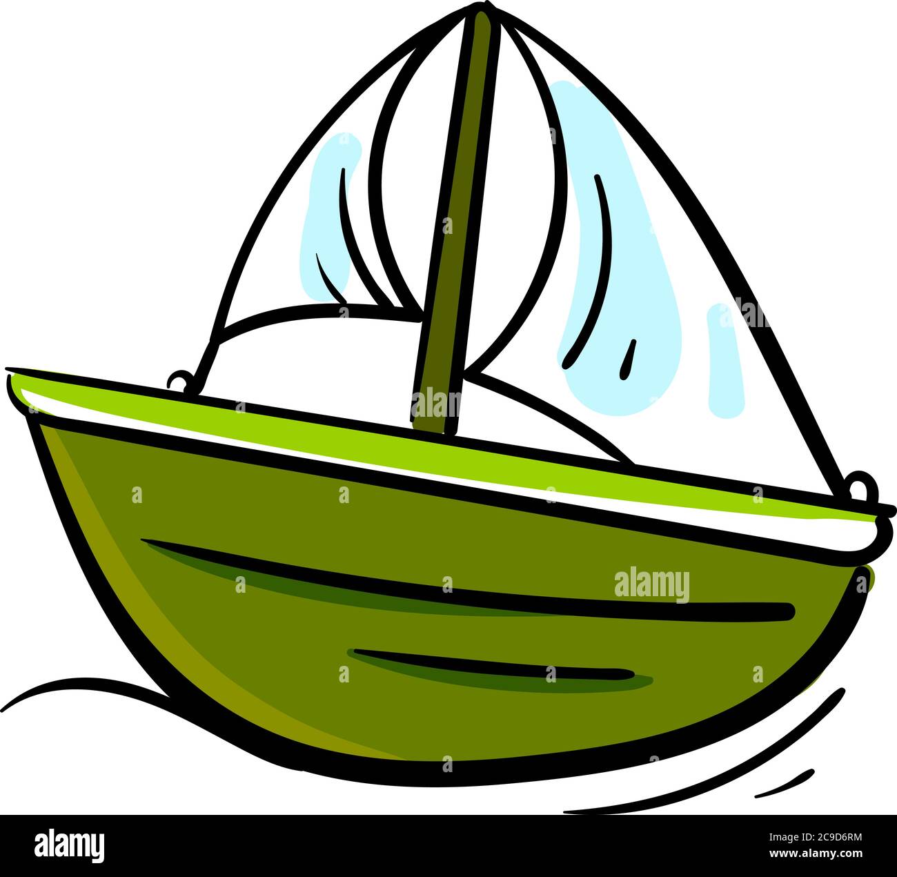 Petit bateau vert, illustration, vecteur sur fond blanc Illustration de Vecteur