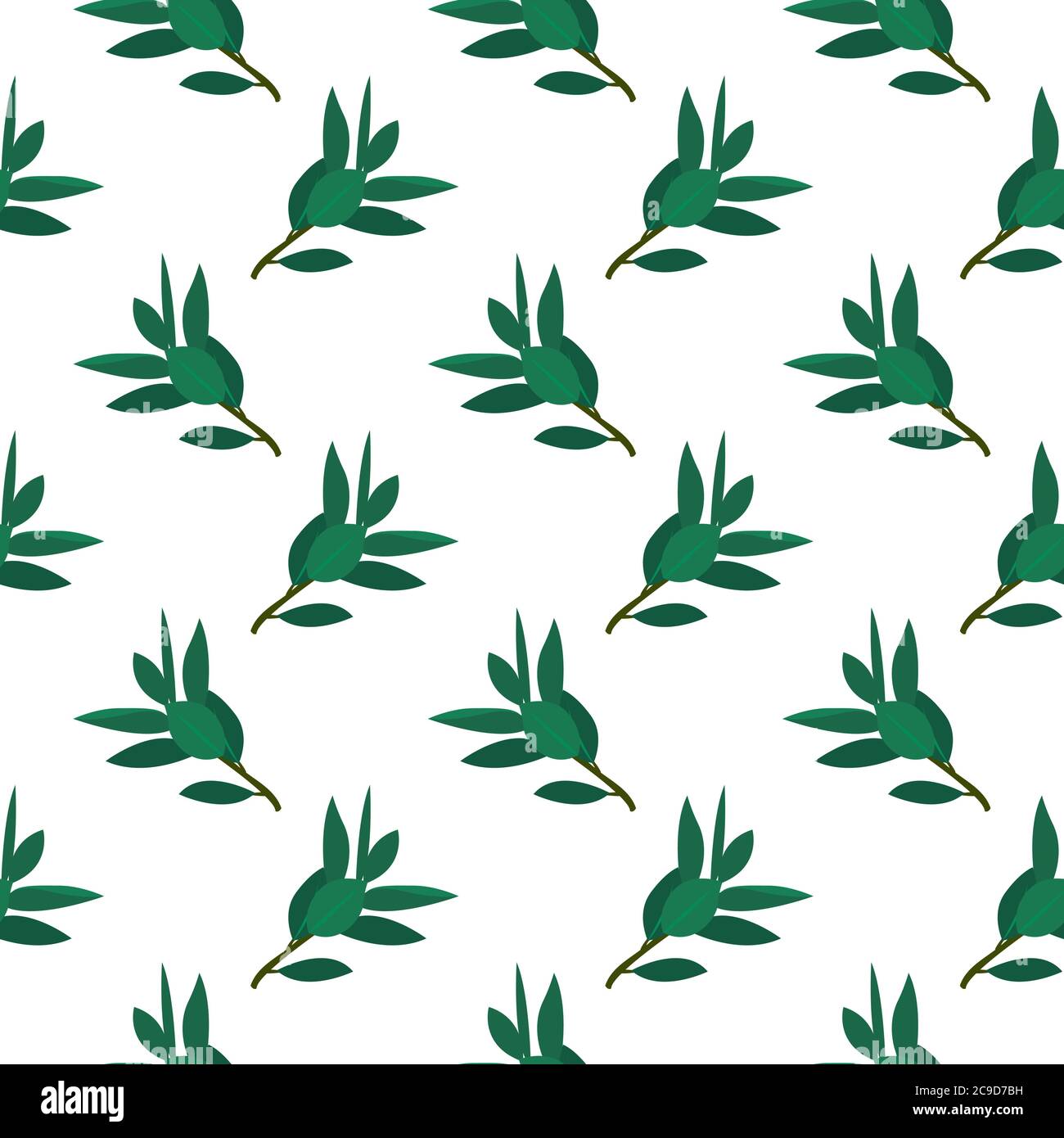 Feuille verte, motif sans couture sur fond blanc. Illustration de Vecteur