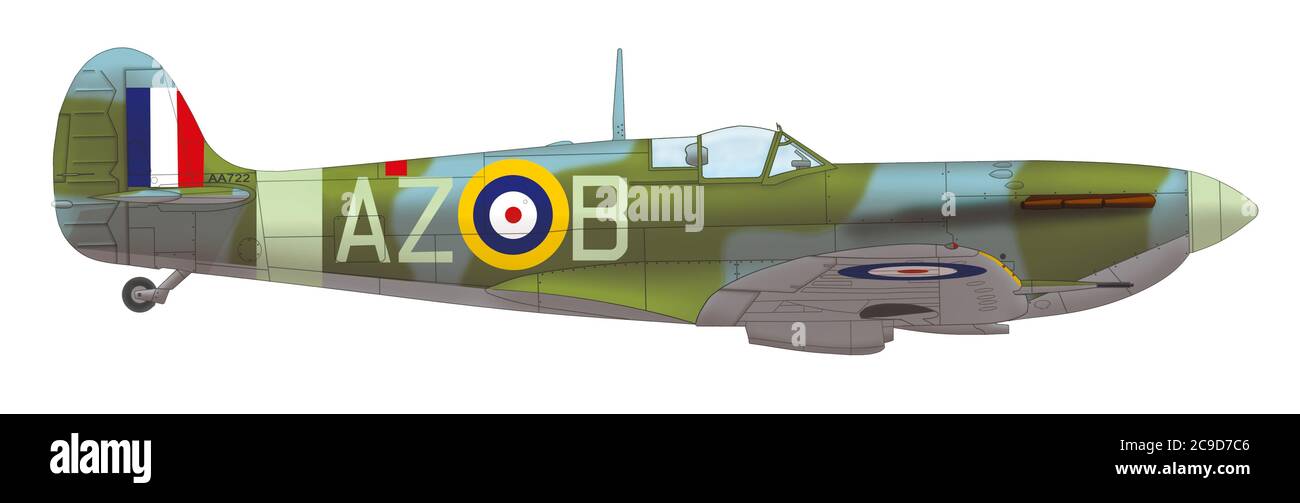 Supermarine Spitfire Mk VB (AA722, AZ○B) du 234e Escadron RAF, aérodrome d'Ibsley, février 1942 Banque D'Images