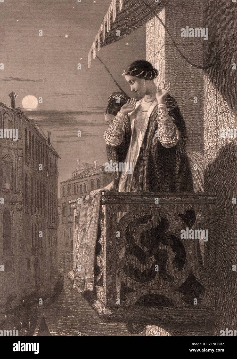 Aloisi Sanuto, et la fille de l’ambassadeur. Légendes de Venise illustrées par J.R. Herbert, Esq. Sous la direction de Thomas Roscoe, Esq. Londres : publié par Longman, Orme, Brown, Green et Longmans. Appleton & Co., New York, et Fisher & Co., Paris. MDCCCXLI. 1841. Banque D'Images