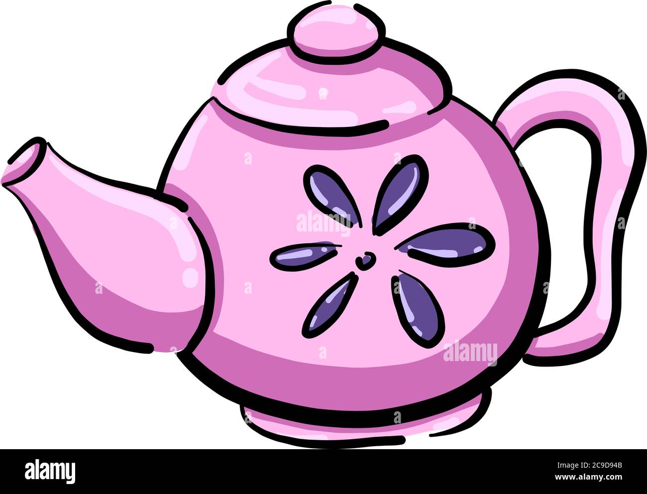 Théière rose, illustration, vecteur sur fond blanc Illustration de Vecteur