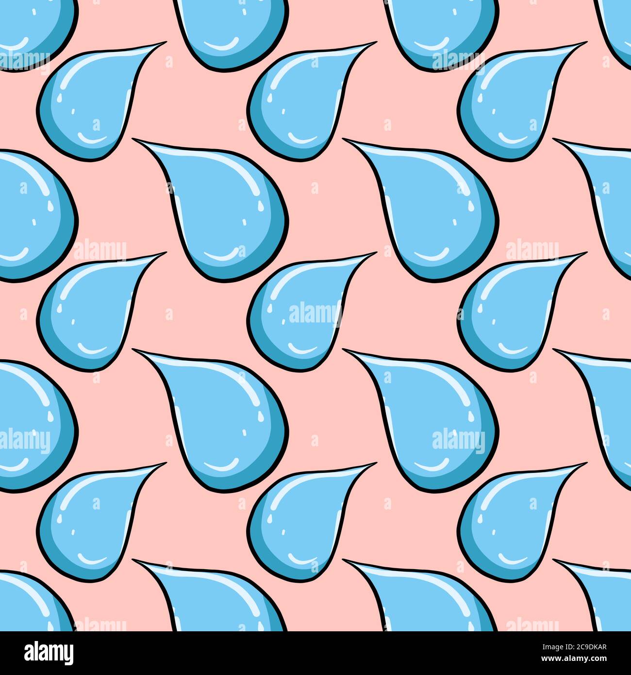 Gouttes d'eau, motif sans couture sur fond beige. Illustration de Vecteur