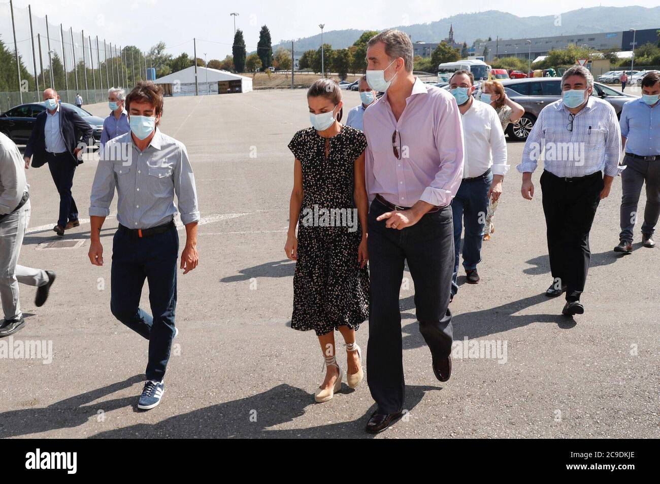 Gijon, Espagne. 30 juillet 2020. Le roi espagnol Felipe VI et Letizia Ortiz avec le chauffeur Fernando Alonso lors d'une visite au musée Fernando Alonso à Gijon, Asturies, le jeudi 29 juillet 2020. Credit: CORMON PRESSE/Alamy Live News Banque D'Images