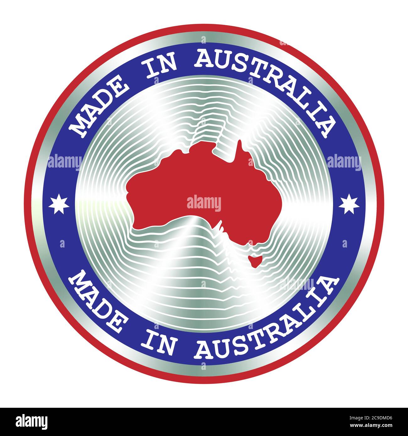 Fabriqué en sceau ou timbre australien. Enseigne hologramme ronde pour la conception d'étiquettes et le marketing national en Australie. Icône de production locale Illustration de Vecteur