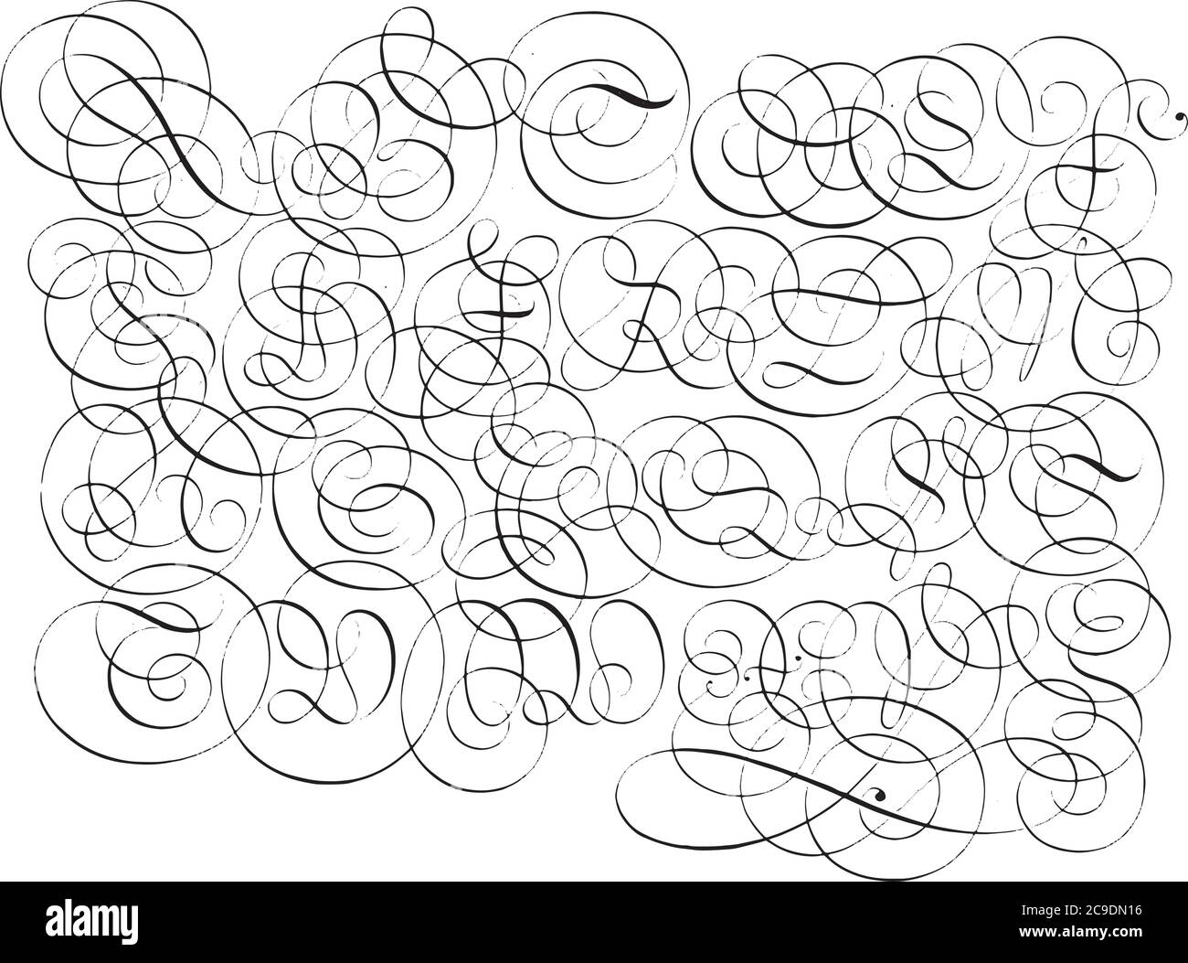 Exemple d'écriture en majuscules, Lieven Willemsz. Coppenol, d'après George de Carpentier, 1618 écriture exemple avec des lettres majuscules mauriquement, vintage Illustration de Vecteur