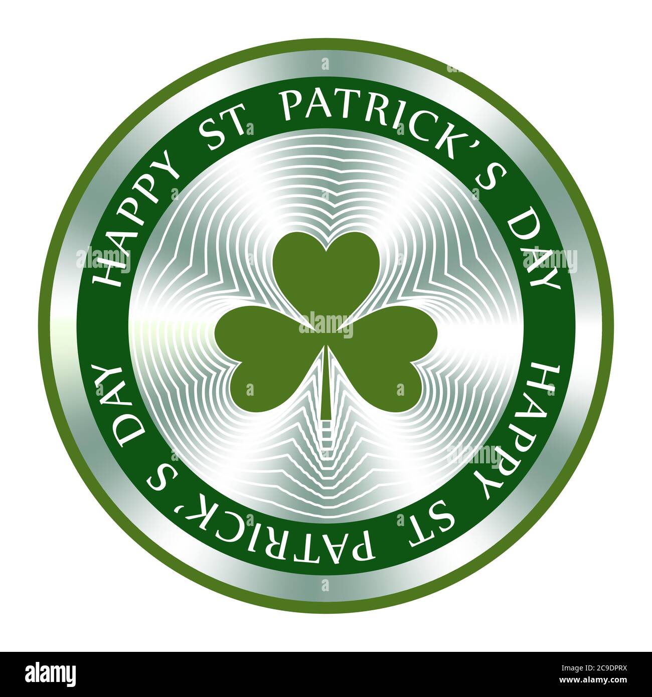 Motif « Happy St Patrick ». Enseigne hologramme ronde pour la conception d'étiquettes et le marketing national. Icône de vecteur de jour de Patrick Illustration de Vecteur