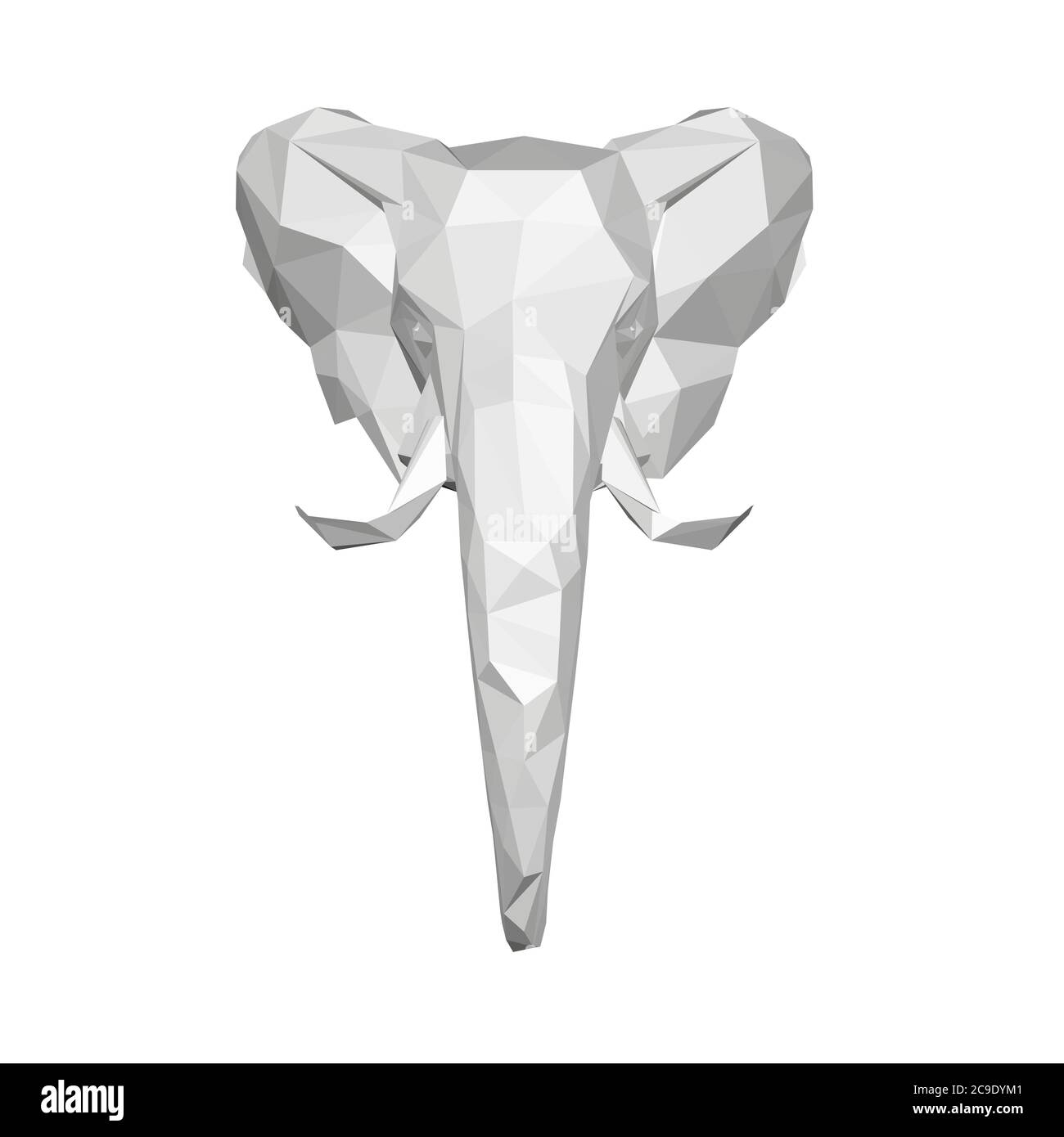 Tête d'éléphant en polyéthylène basse. Vue avant. Illustration vectorielle. Illustration de Vecteur