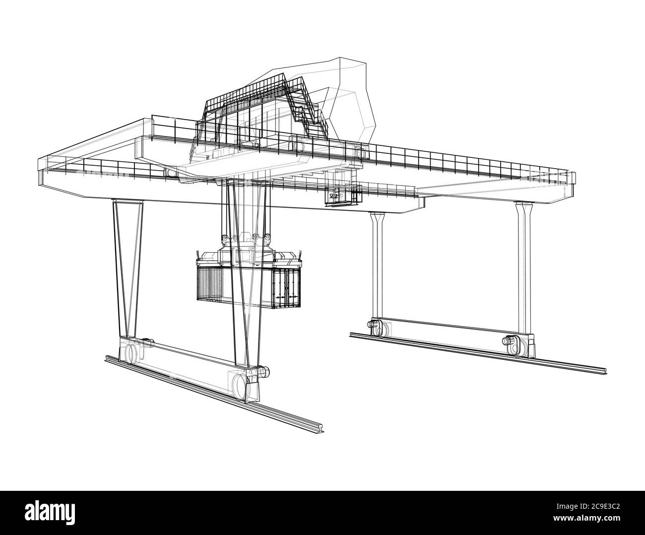 Contour de la grue du conteneur du statif monté sur rail Illustration de Vecteur
