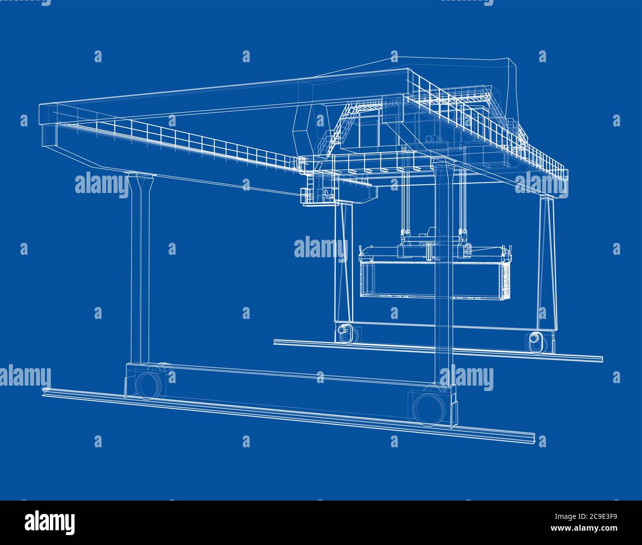 Contour de la grue du conteneur du statif monté sur rail Illustration de Vecteur