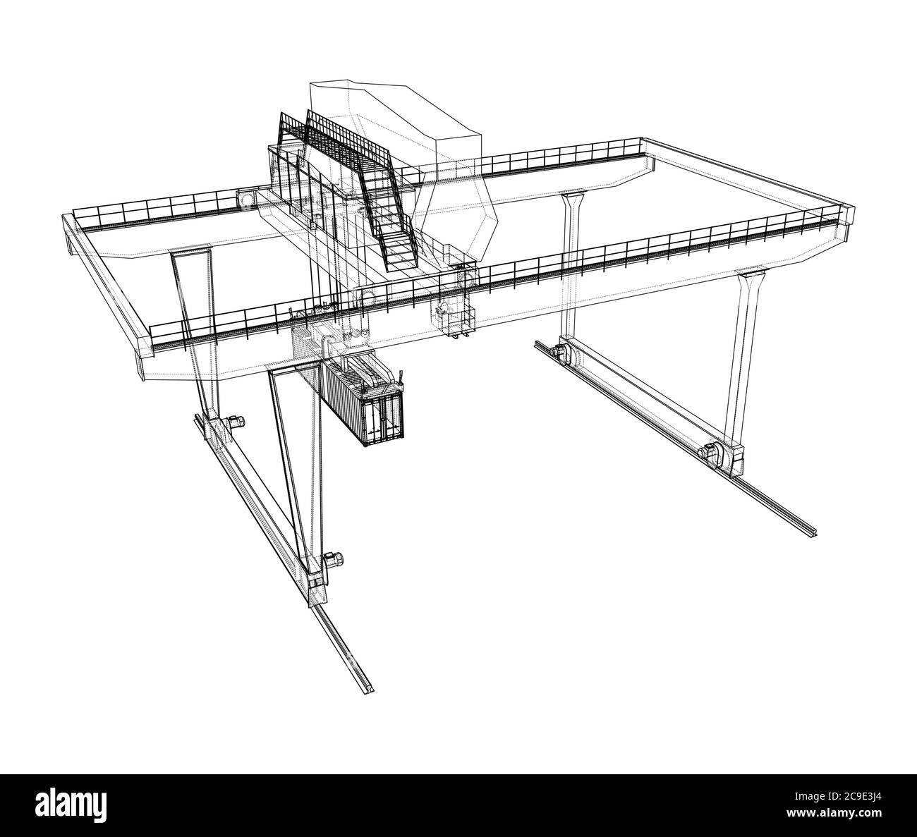 Contour de la grue du conteneur du statif monté sur rail Illustration de Vecteur