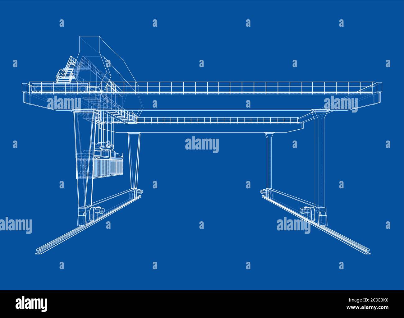 Contour de la grue du conteneur du statif monté sur rail Illustration de Vecteur