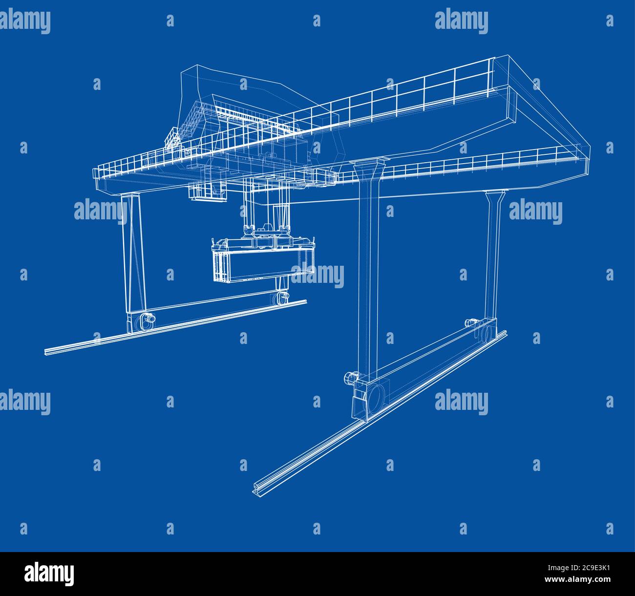 Contour de la grue du conteneur du statif monté sur rail Illustration de Vecteur