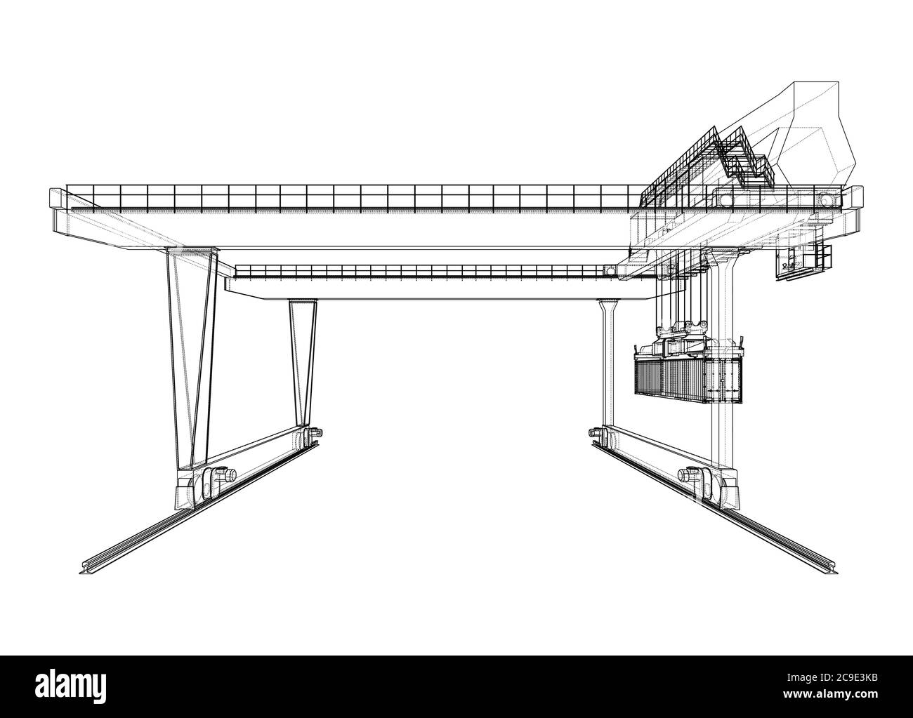Contour de la grue du conteneur du statif monté sur rail Illustration de Vecteur