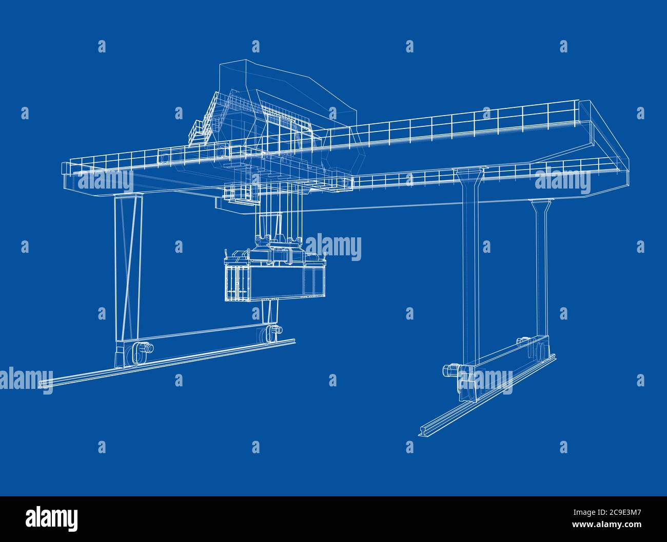Contour de la grue du conteneur du statif monté sur rail Illustration de Vecteur