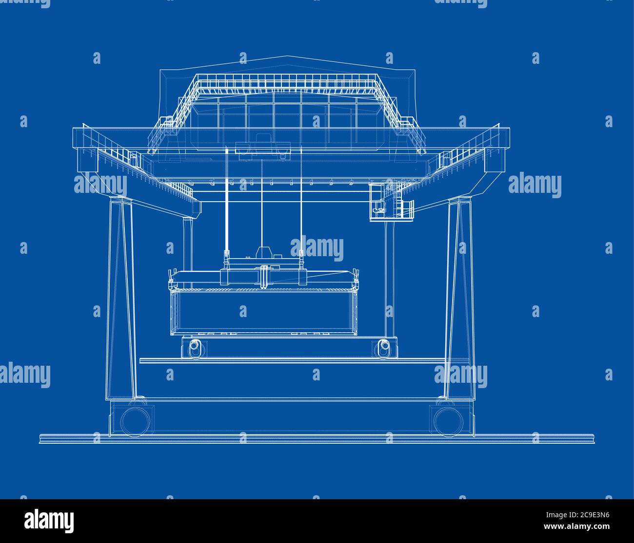 Contour de la grue du conteneur du statif monté sur rail Illustration de Vecteur