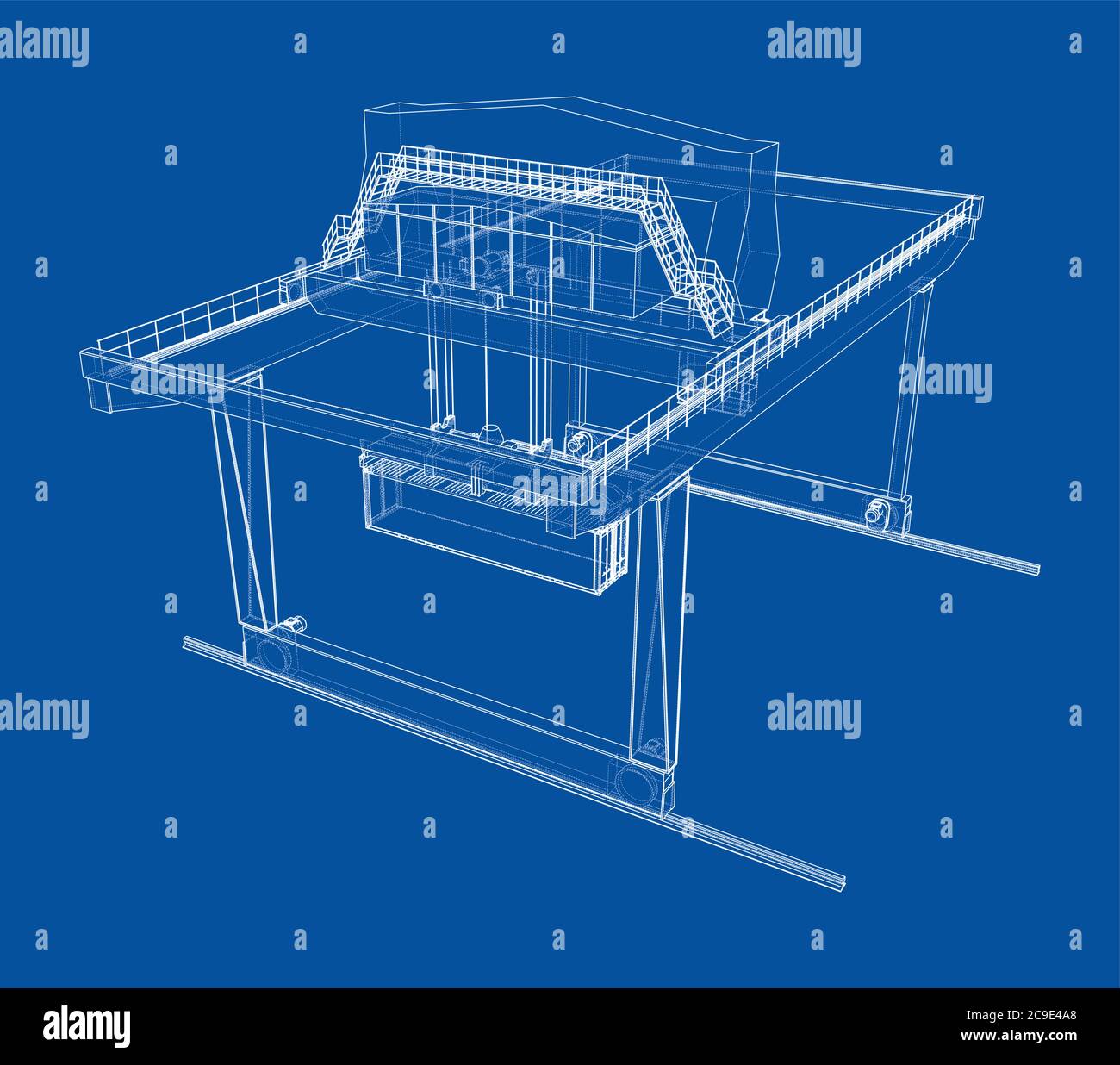 Contour de la grue du conteneur du statif monté sur rail Illustration de Vecteur