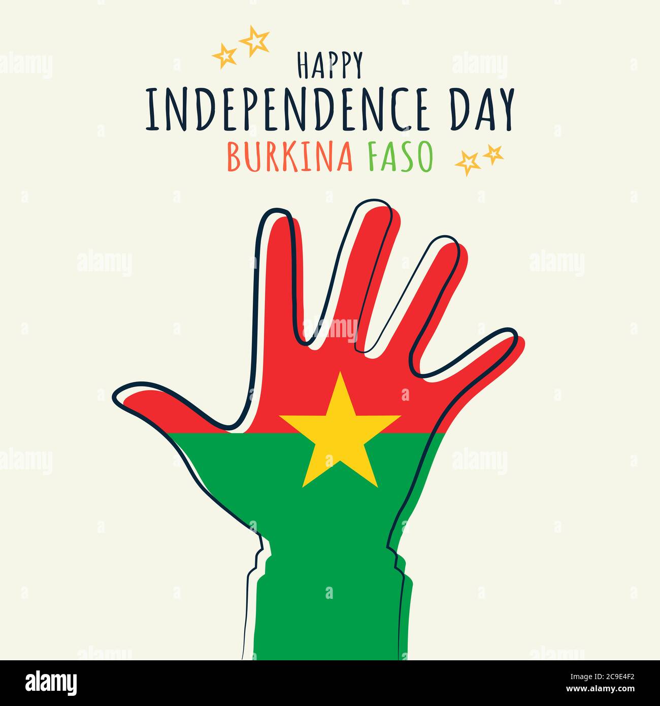 Happy Independence Day Burkina Faso, drapeau sur paume, affiche, illustration plate, vecteur Illustration de Vecteur