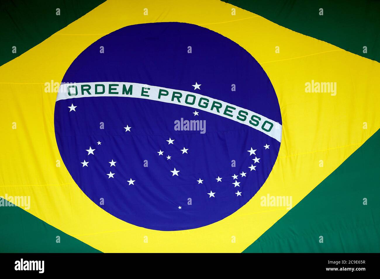 drapeau brésilien de couleurs vert, jaune et bleu Banque D'Images