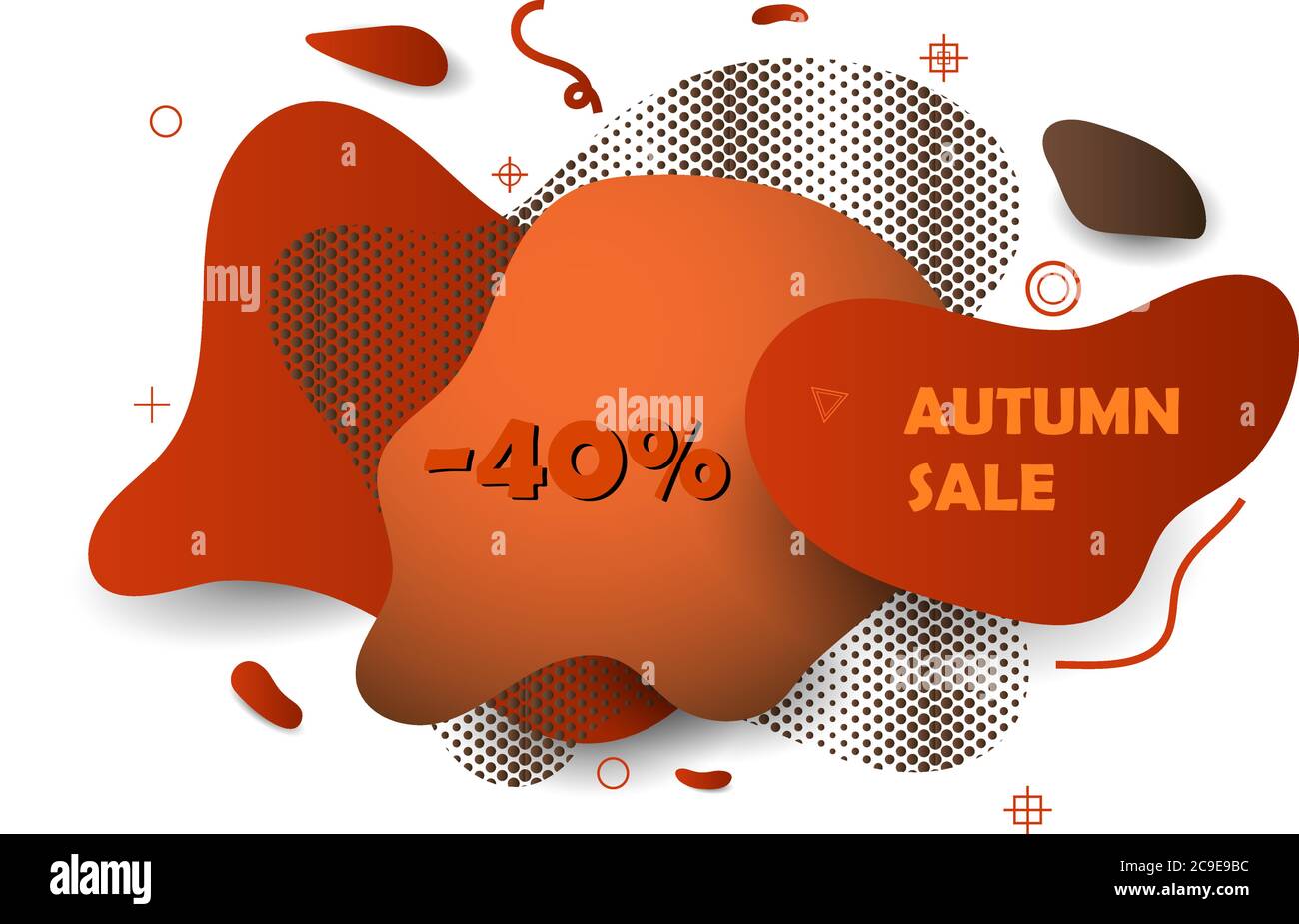 Vente d'automne abstrait formes dynamique bannière. Éléments graphiques abstraits uniques. Modèle de conception pour la présentation ou la circulaire. Arrière-plan avec un dégradé sh Illustration de Vecteur