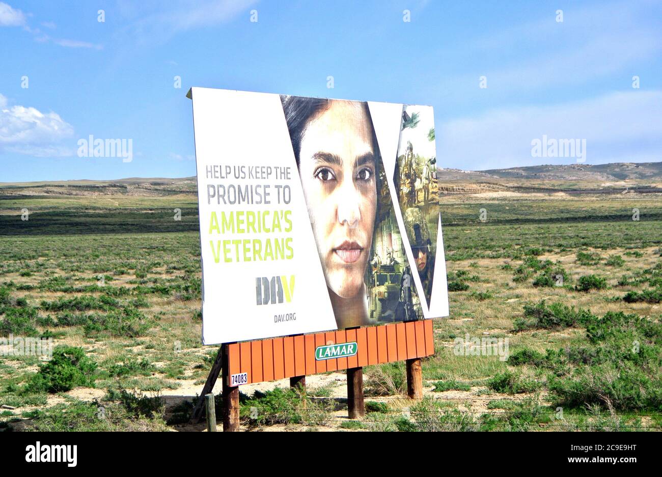 dans la campagne de l'iowa, panneaux d'affichage demandent à l'américain de garder leur promesse aux anciens combattants américains Banque D'Images