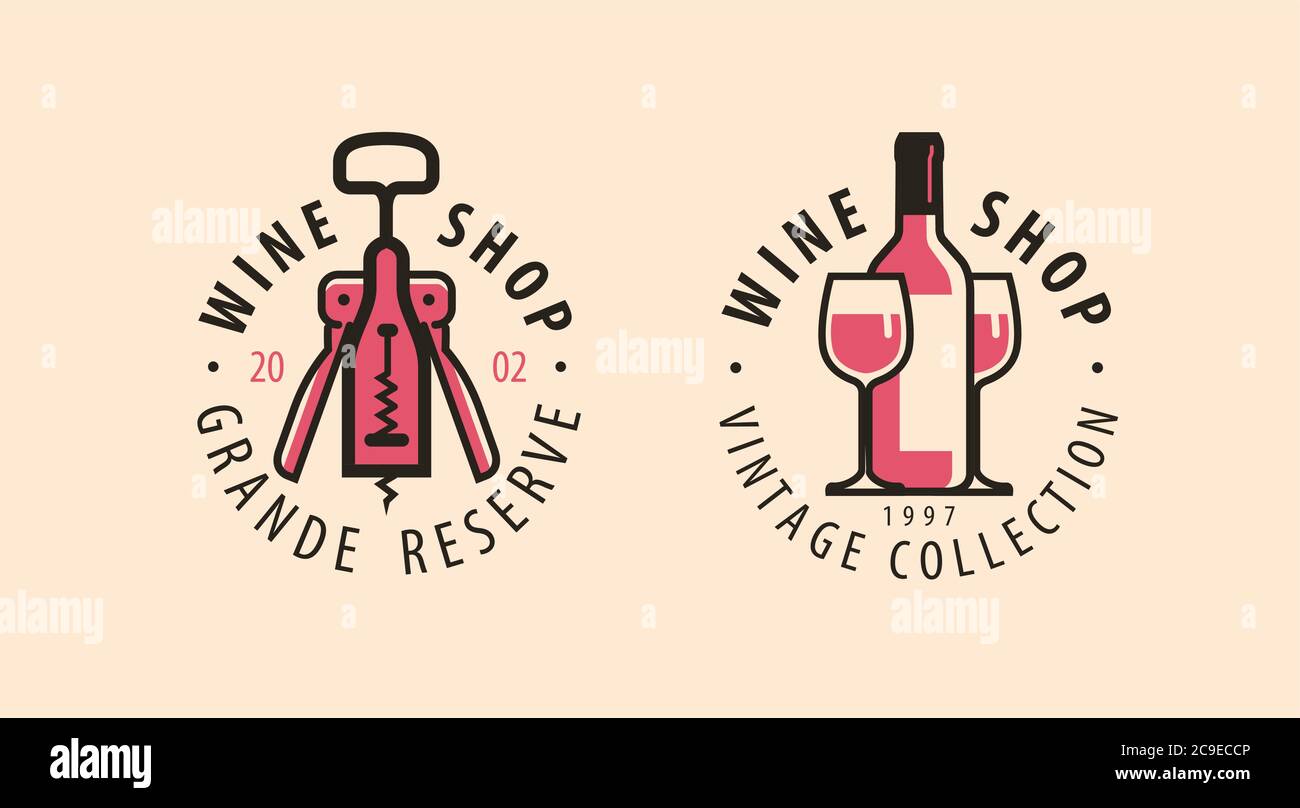 Logo de la boutique de vins. Cave de vinification, restaurant, concept de boissons Illustration de Vecteur