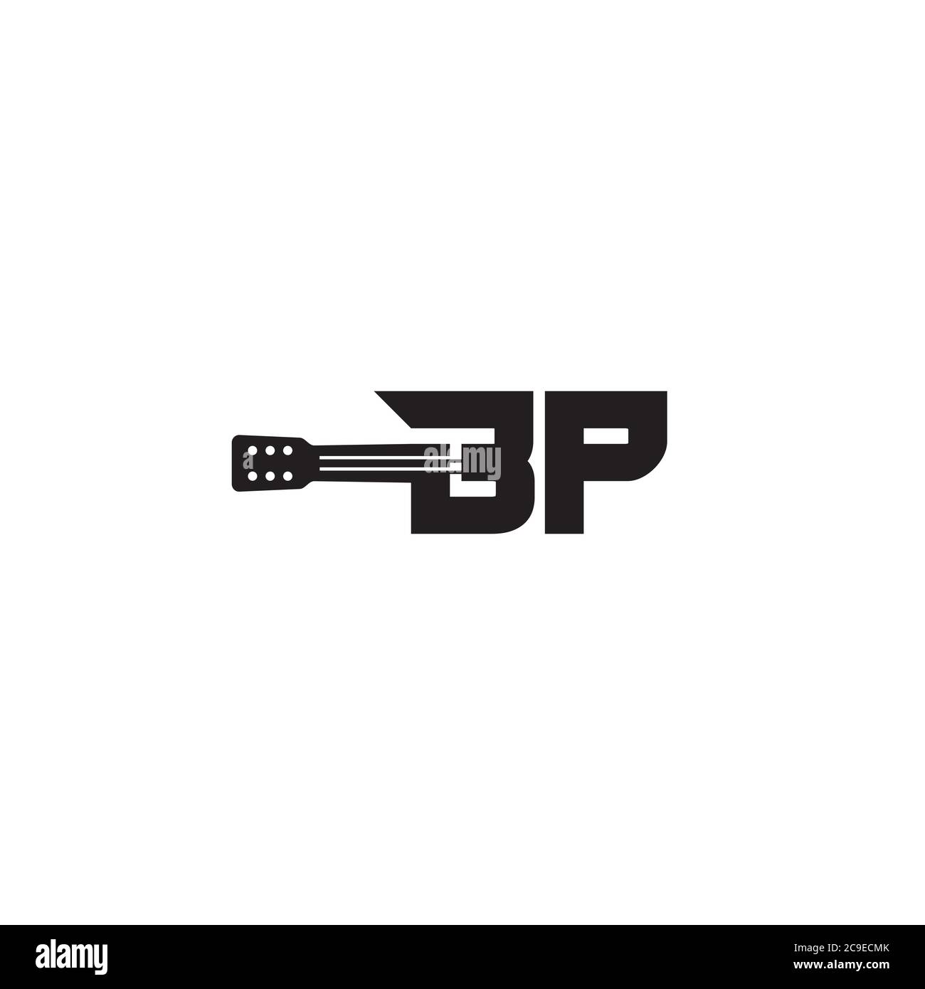 Lettre BP et logo de guitare / design d'icône Illustration de Vecteur