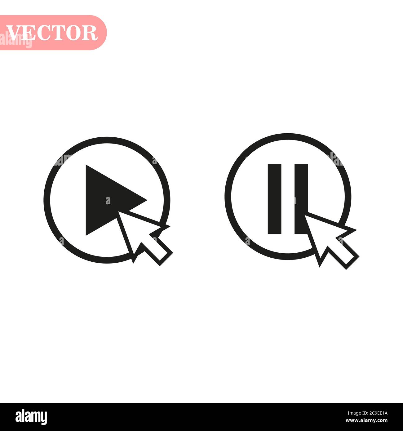 jouer pause stop bouton icône, forme de base, noir et blanc, vecteur géométrique musical de silhouette. eps10 Illustration de Vecteur