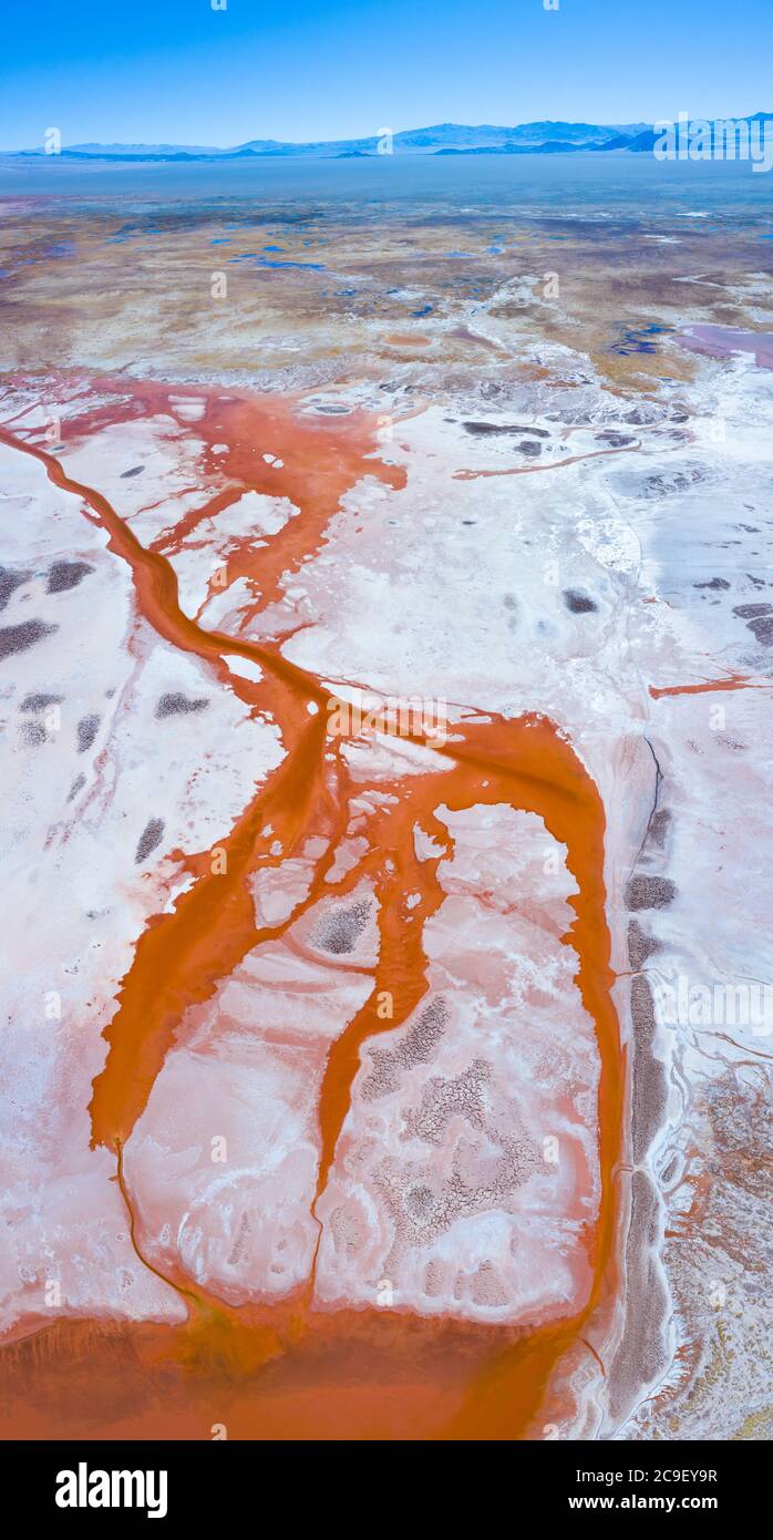 Schémas, vue aérienne, Laguna Carachi Pampa, village d'El Peñón, la Puna, Argentine, Amérique du Sud, Amérique Banque D'Images