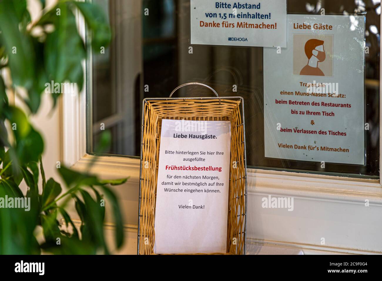 Protocole d'hygiène Corona à l'hôtel Mühle, Binzen, Allemagne Banque D'Images