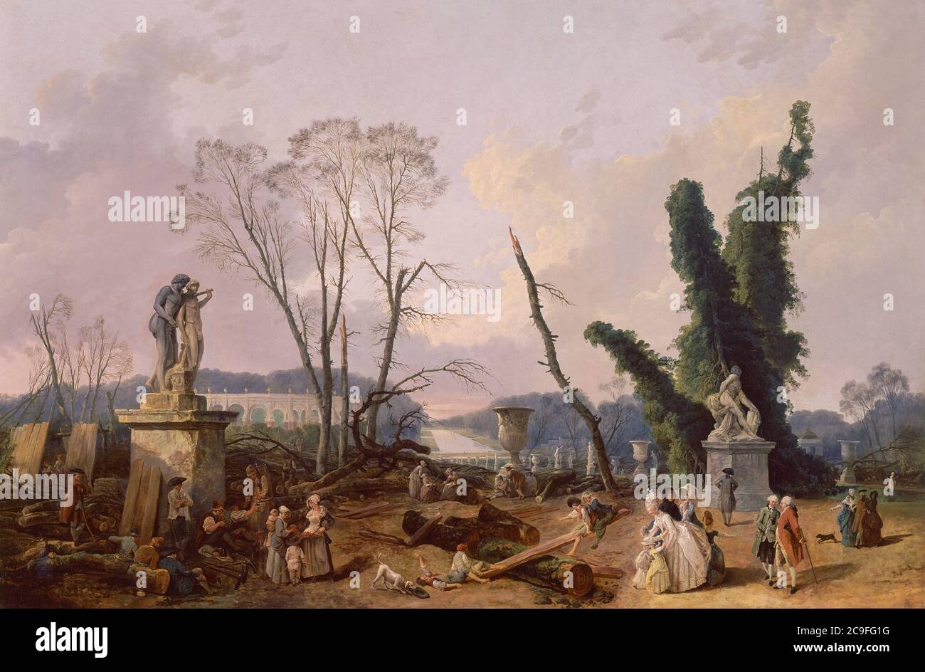 Les Jardins de Versailles - 124x191 cm - huile sur toile - Rococo français. Auteur: Robert Hubert. Lieu: MUSEO PALACIO. Versailles. France. Banque D'Images