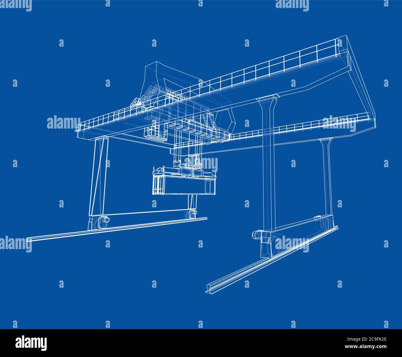 Contour de la grue du conteneur du statif monté sur rail Illustration de Vecteur