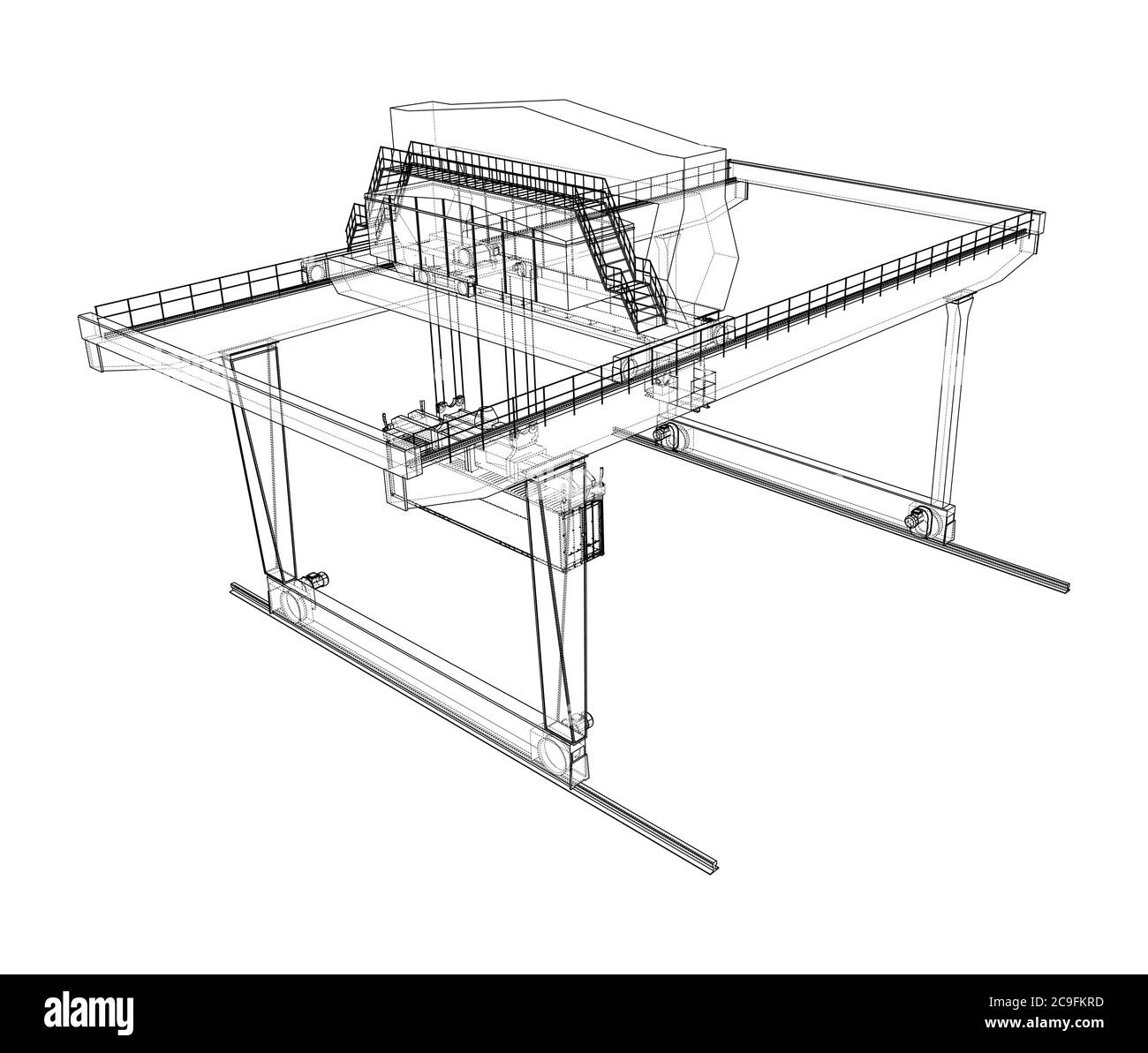 Contour de la grue du conteneur du statif monté sur rail Illustration de Vecteur