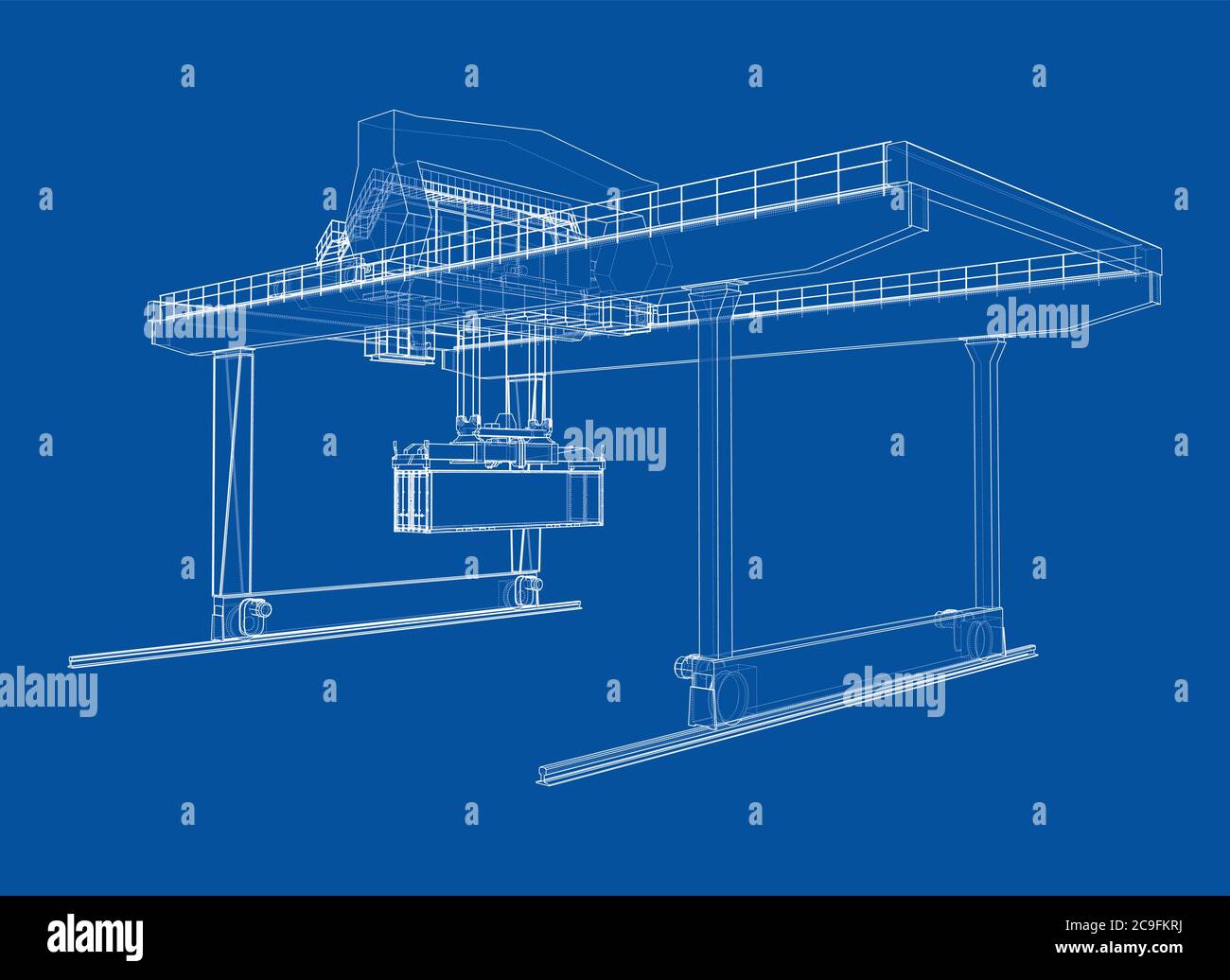 Contour de la grue du conteneur du statif monté sur rail Illustration de Vecteur
