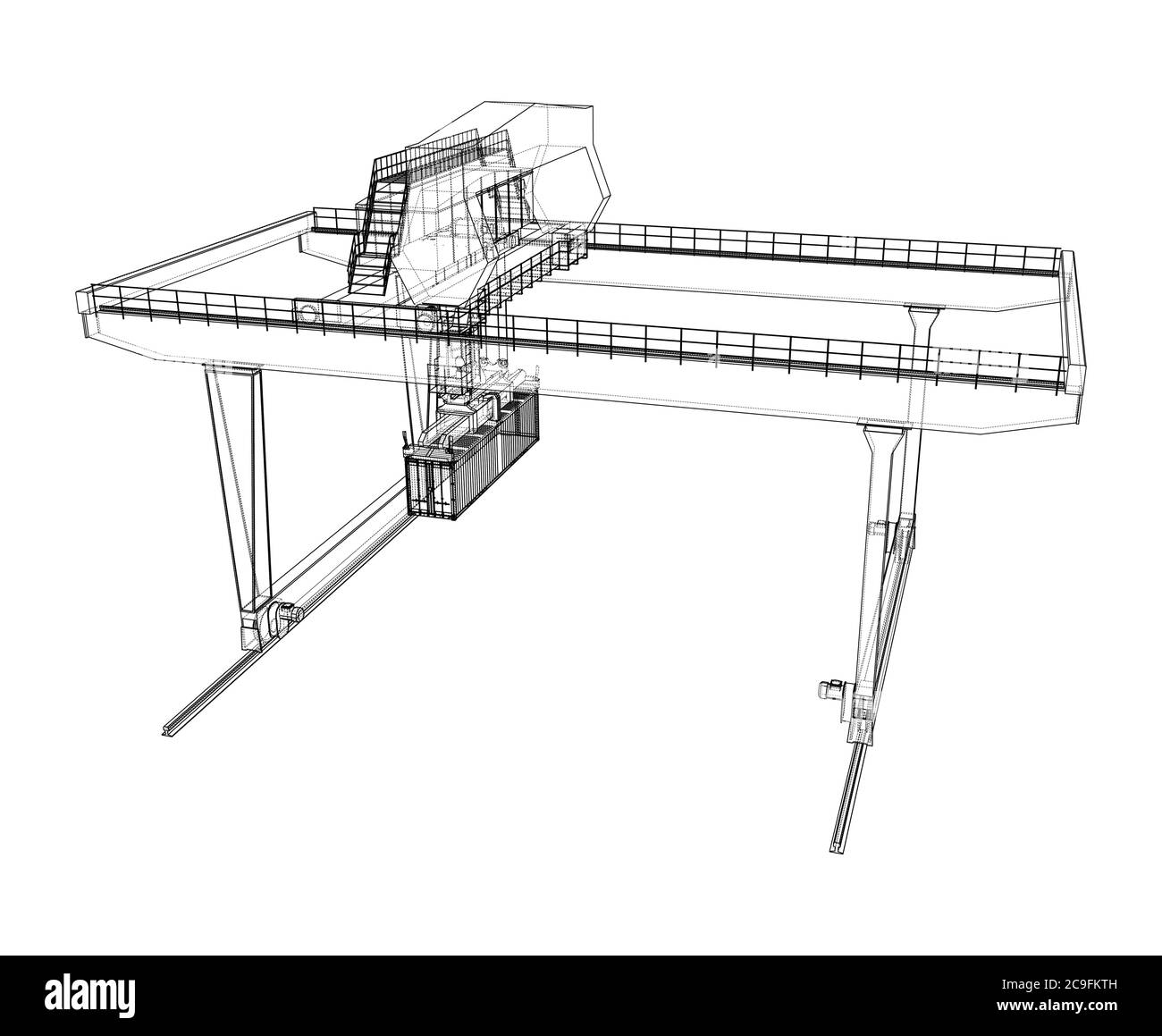 Contour de la grue du conteneur du statif monté sur rail Illustration de Vecteur