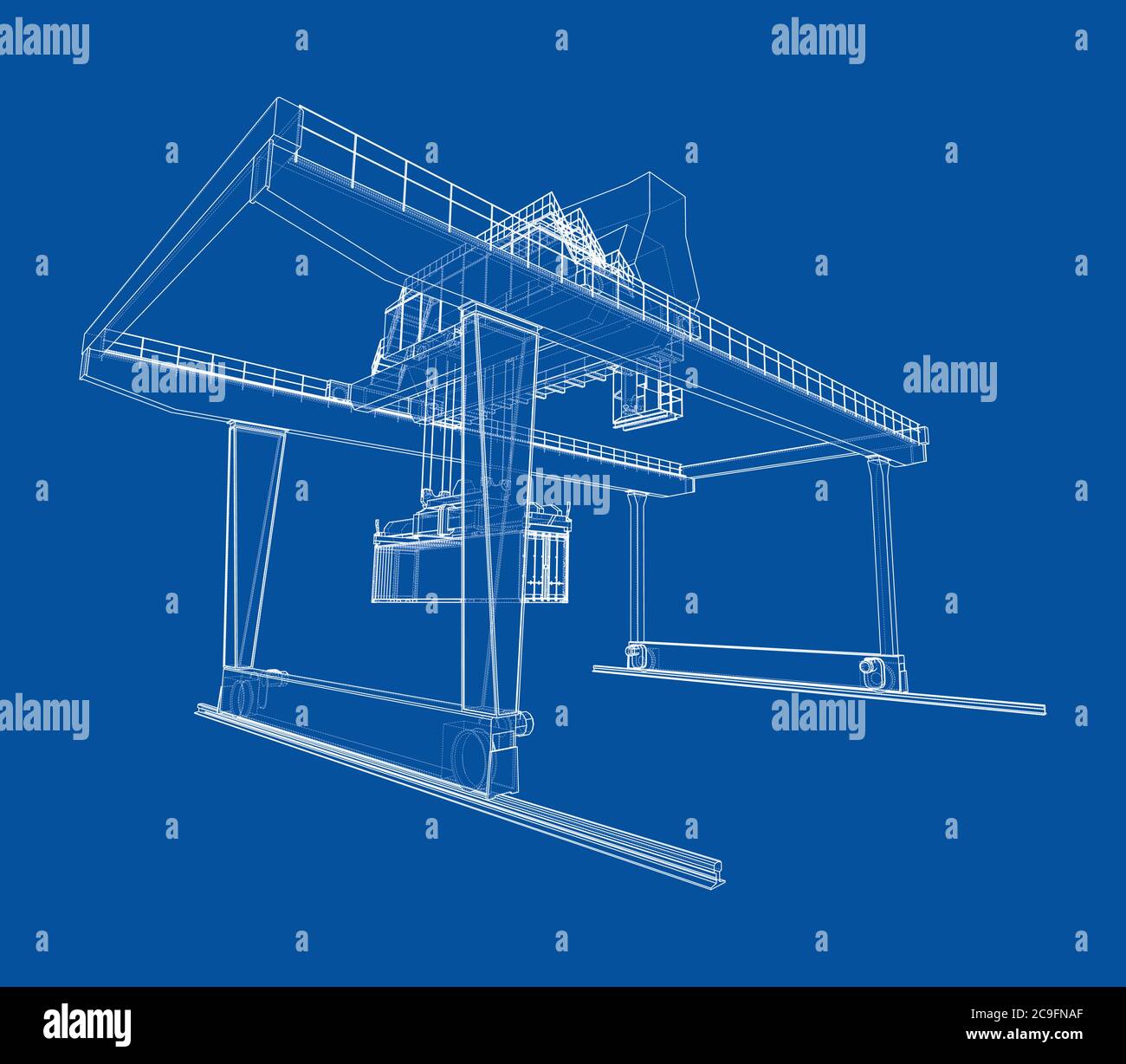 Contour de la grue du conteneur du statif monté sur rail Illustration de Vecteur