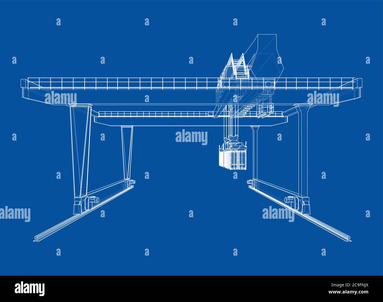 Contour de la grue du conteneur du statif monté sur rail Illustration de Vecteur