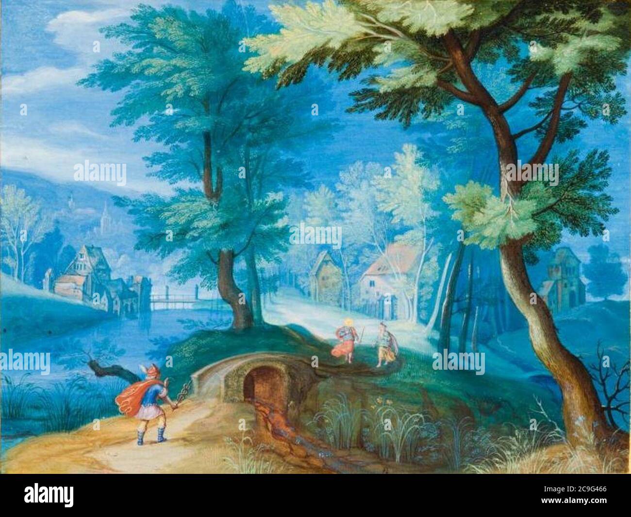 Jan Brueghel le paysage de l'aîné avec Hermes. Banque D'Images