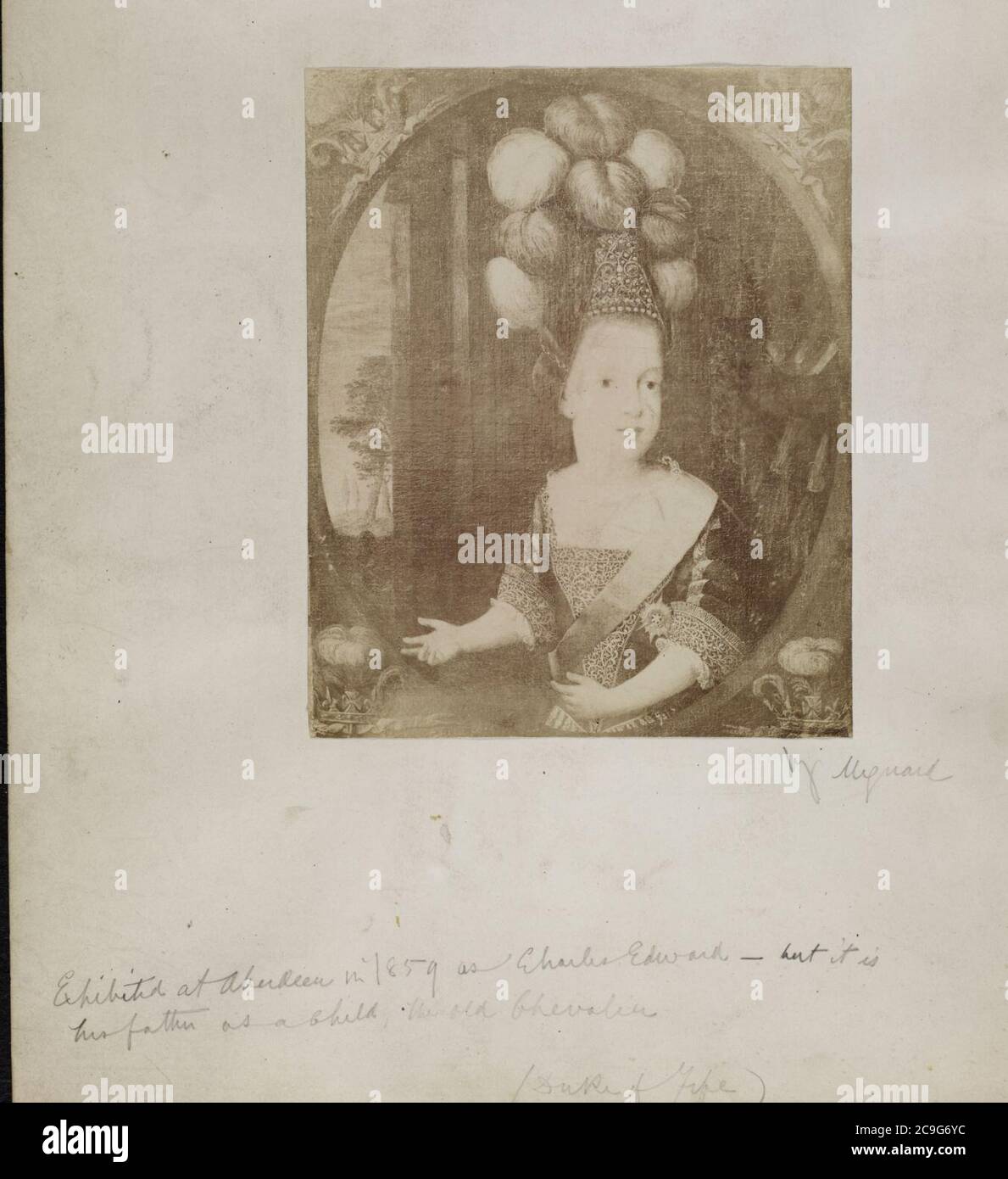 Jacobite grand-côté - Portrait ovale du jeune prince James. Banque D'Images