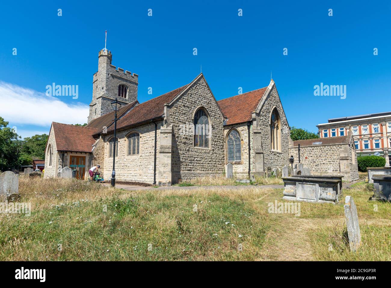 Eglise St Clément sur Leigh Hill, Leigh on Sea, Essex, Royaume-Uni. Église paroissiale dédiée à Saint Clément de Rome. église historique du xive siècle Banque D'Images