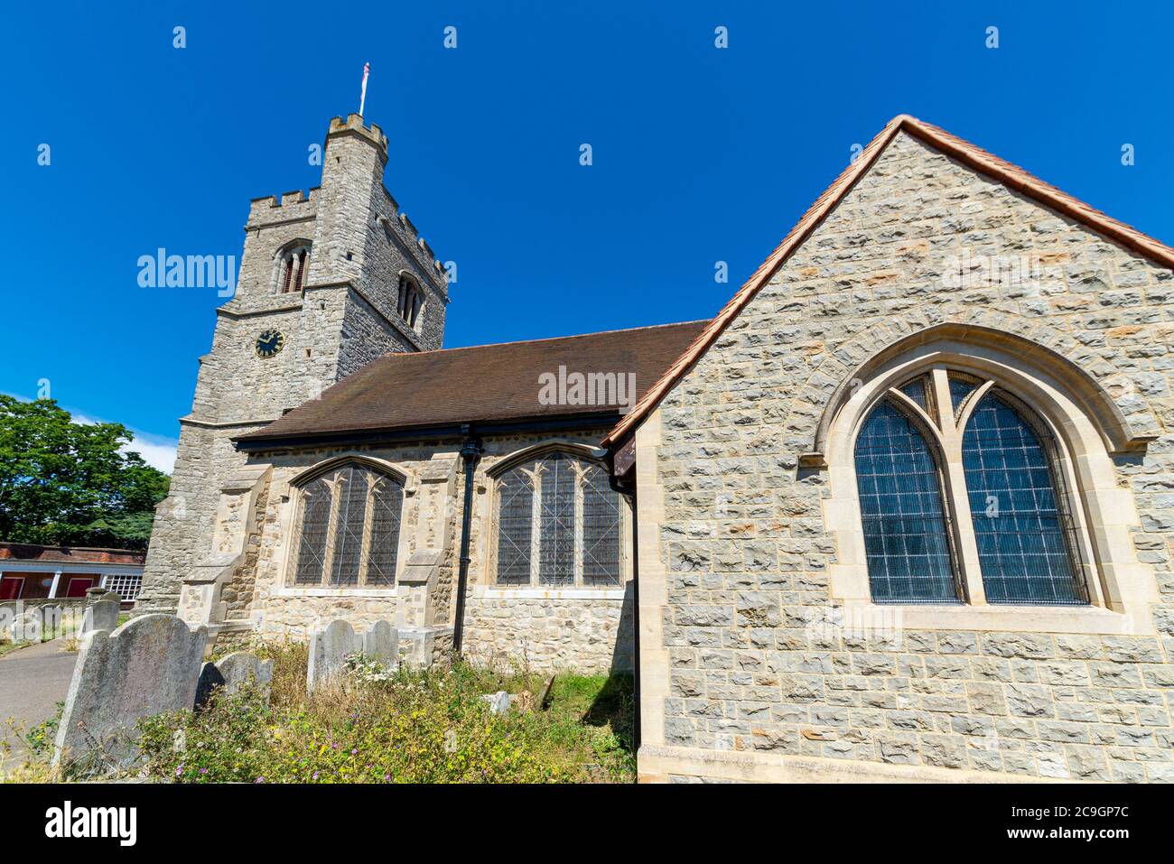 Eglise St Clément sur Leigh Hill, Leigh on Sea, Essex, Royaume-Uni. Église paroissiale dédiée à Saint Clément de Rome. église historique du xive siècle Banque D'Images