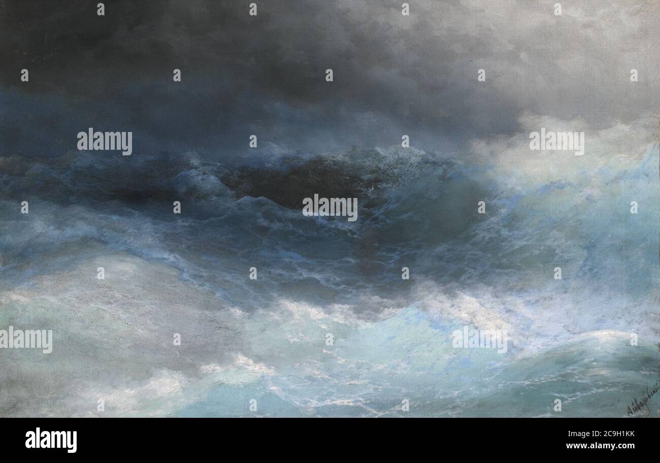 Ivan Konstantinovich Aivazovsky - la mer de tempête. Banque D'Images