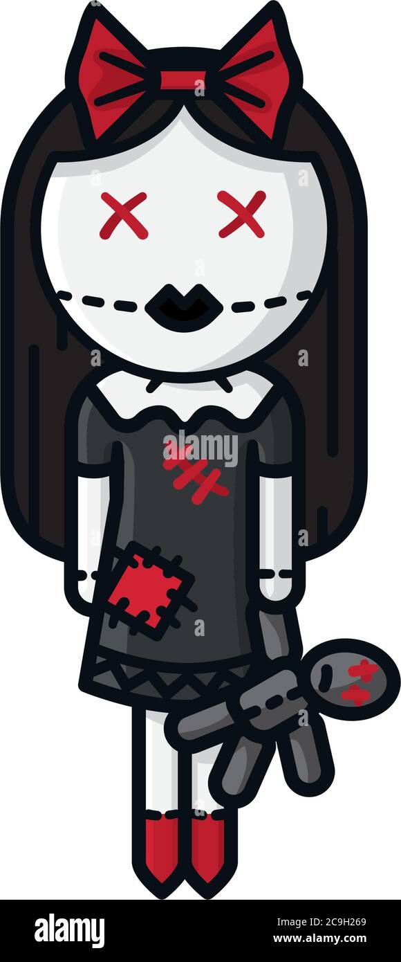 Illustration vectorielle isolée style gothique de ragdoll pour le jour de Doll le 2 août. Illustration de Vecteur