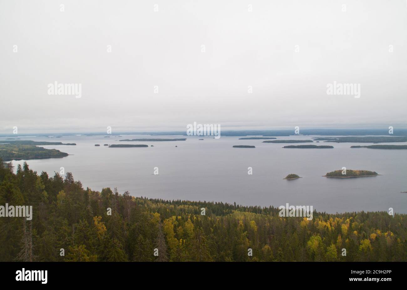 Lac dans la région du Nord-Carélie, Finlande Banque D'Images