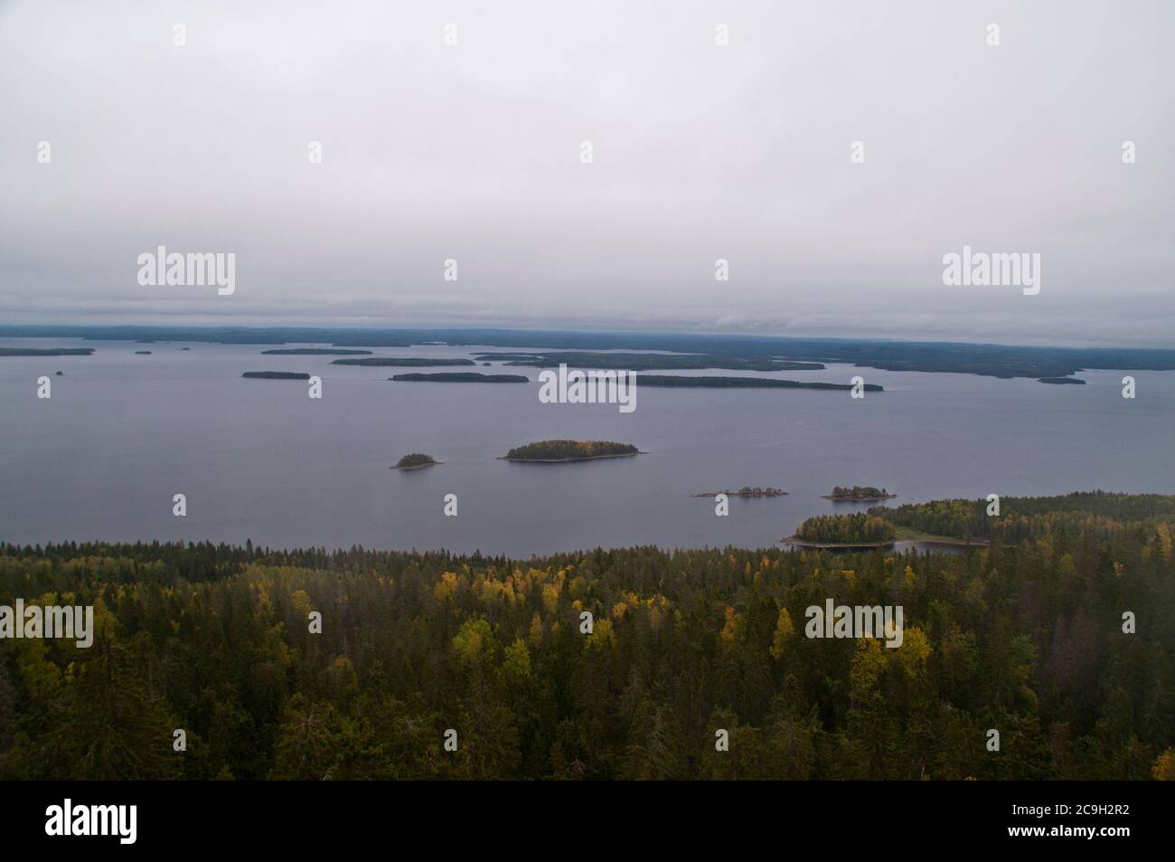 Lac dans la région du Nord-Carélie, Finlande Banque D'Images