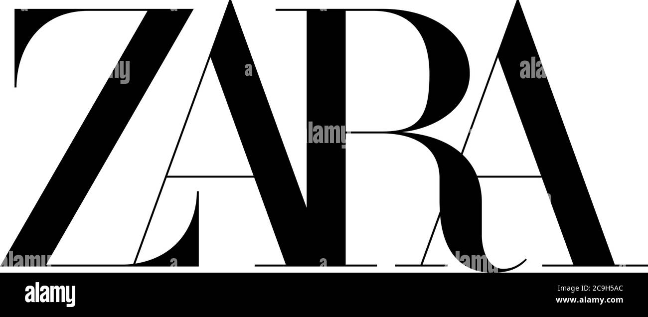Logo Zara, marque de mode, magasin de vêtements, facultatif, fond blanc Banque D'Images